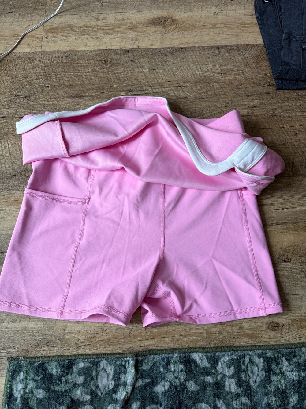 Joy Lab Pink White Stripe Athletic Skirt with Built in Shorts Athleisure - Picture 4 of 10
